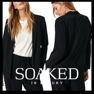 Soaked in Luxury Black Shirley Open Front Long Sleeve Blazer Jacket (XS)